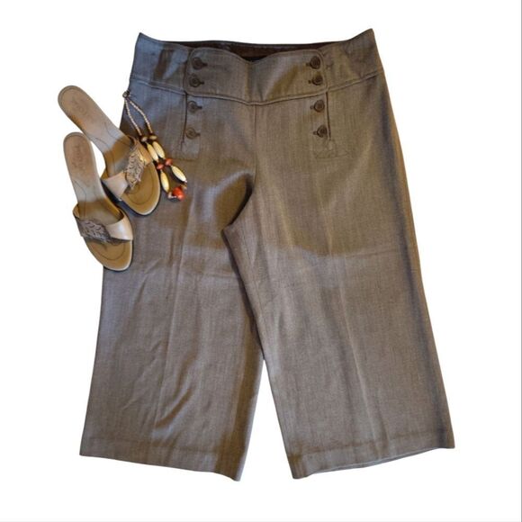 Lane Bryant Y2K Brown Sailor Front High Rise Wide Leg Capri Pants Plussize 14 - Picture 2 of 14